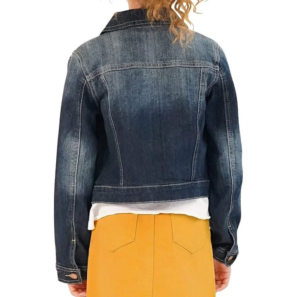 Kidpik Blue Denim Cotton Blend Unlined Button‎ Down Jean Jacket Size XXL